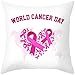 Banemi Copricuscino Antiacaro Poliestere Copricuscino Divano Nodo Del Cuore Della Giornata Mondiale Contro Il Cancro, 20 x 20 Inch, 50 x 50 cm, Rosa Bianco