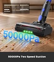 UKDMROX Cordless Vacuum Cleaner, 550W 50KPa 45Mins Vacuum Cleaners for Home, Self-Standing Stick Vacuum with Anti-Tangle Brush & LED Display for Hardwood Floors, Carpet, Pet Hair, Car — image 3