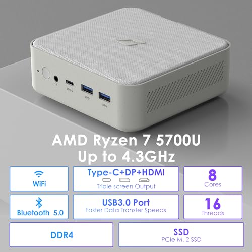 Image of CyberGeek Mini Computers AMD Ryzen 7 5700u (8C /16T,up to 4.3 GHz), Mini Gaming PC 32GB DDR4 RAM 2TB PCIe SSD, Small PC Supports 4K@60Hz /Triple Display /WiFi /BT5.0 /HDMI+DP+Type C /VESA Office /Home /School