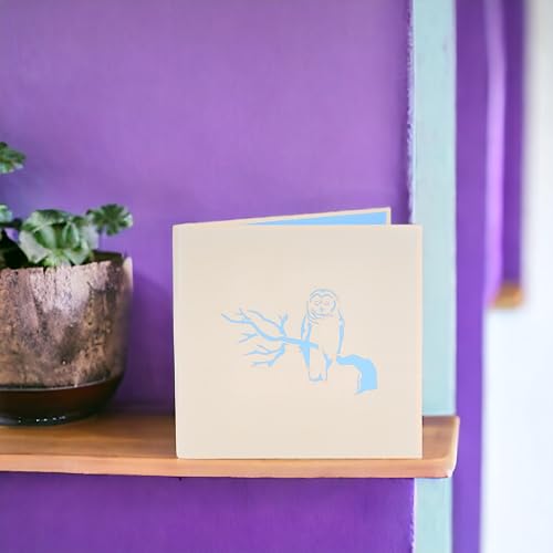 Image of Rykamia Pop Up Owl Card - Blank Envelope, Blank Note, Mother's Day, Thank You