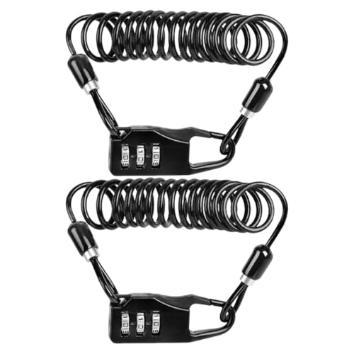 KJHBV Candado de Cable para Bicicleta Negro de Acero y Aleación de Zinc Combinación Antirrobo, Resistente para Ciclismo al Aire Libre, Pack de 2 Unidades