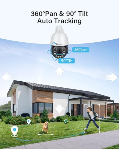 Image of Jennov 6MP PoE IP Camera Outdoor with Pan Tilt 20X Optical Zoom | 360 PoE Dome PTZ Security Camera with 160ft IR Night Vision, Spotlights Color Night Vision, Human Detection, Onvif Compatible