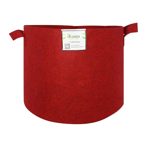 Image of Geo Fabric Grow Bags for Plants 18X15 Inch (Pack of 5) | 400 GSM Heavy Duty UV-Protected Round Maroon Colour Plant Bags for Terrace and Vegetable Gardening | Strong & Reusable|