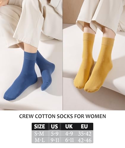Image of Josnown Crew Socks for Women, Thin Cotton Casual Soft Aesthetic Womens Socks 5 Pairs