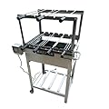 Bacana Grills Stainless Steel Brazilian BBQ Vertical Charcoal Grill, Auto-Rotating, All-In-One Churrasco Rotisserie Shawarma, Includes 7 Skewers