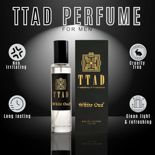 Image of TTAD Men White Oud Luxury Perfume for Men 30ml | Long Lasting Arabic Eau De Parfum | Premium Oud Fragrance with Lemon, Iris & Agarwood Notes | Elegant Daily & Evening Perfume for Men