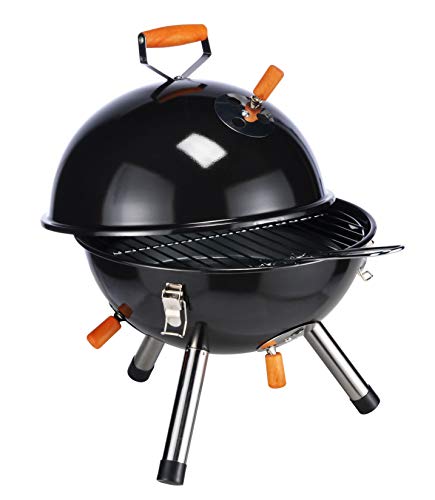 Mini Kugelgrill schwarz - 45 x 30 cm - Picknick Camping Holzkohle Tisch Grill klein