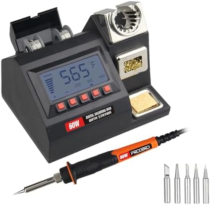 FROGBRO Digital Soldering Station 212℉-932℉ with PID Precision Heat Control, Detachable Soldering Iron Kit 5S Fast Heating Lightweight,Auto Sleep & Off, ESD Safe, 5 Lead Free Solder Tips,°C/°F Display
