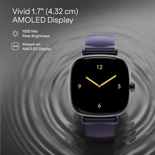 Image of Boat Chrome Ivory Smart Watch for Women, co-Designed with GIVA, 1.7 inch AMOLED Display, 1000 nits Brightness, Premium Metallic Build, Female Wellness Tracker smartwatch for Women (Twilight Purple)