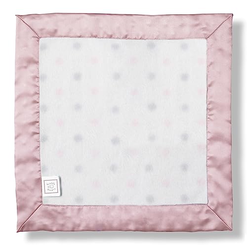 SwaddleDesigns Baby Lovie, Small Security Blanket, Sterling Dots with Satin Trim, Pastel Pink