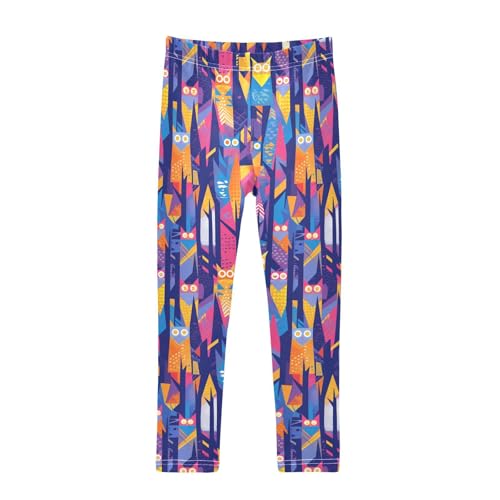 KLL Cute Colorful Owls and Trees Toddler Baby Girl Cotton Leggings Stretchy Full Length Dance Pants Running