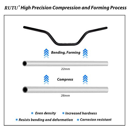Image of RUTU Universal 7 /8 inch 22mm Dirt Bike Handlebars with Chest Protector Pad for CRF YZF KXF KLX RMZ DRZ Pit Bike Motocross ATV Quad - Black - Reducing Craft, High strength