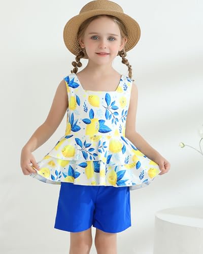 Toddler Girl Clothes Summer Outfits, Sleeveless Ruffle Hem Tank Top + Shorts 2Pcs Cute Baby Girls Clothing Set 1-5T2