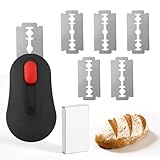 Goktvai Magnetisches Brot Lame, Einziehbares Schiebe Sauerteig Brotlame Teigeinschneidewerkzeug mit 5 Wechselklingen Langlebiger Teigschneider für Backzubehör (Schwarz)