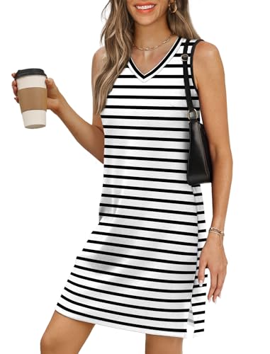 Image of BKRIVE V-Neck Summer Casual Beach Dresses for Women 2026 Vacation Women's Sleeveless Sundress with Split