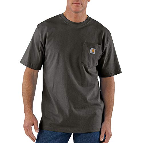 Carhartt mens Loose Fit Heavyweight Short-sleeve Pocket T-shirt work utility t shirts, Peat,...