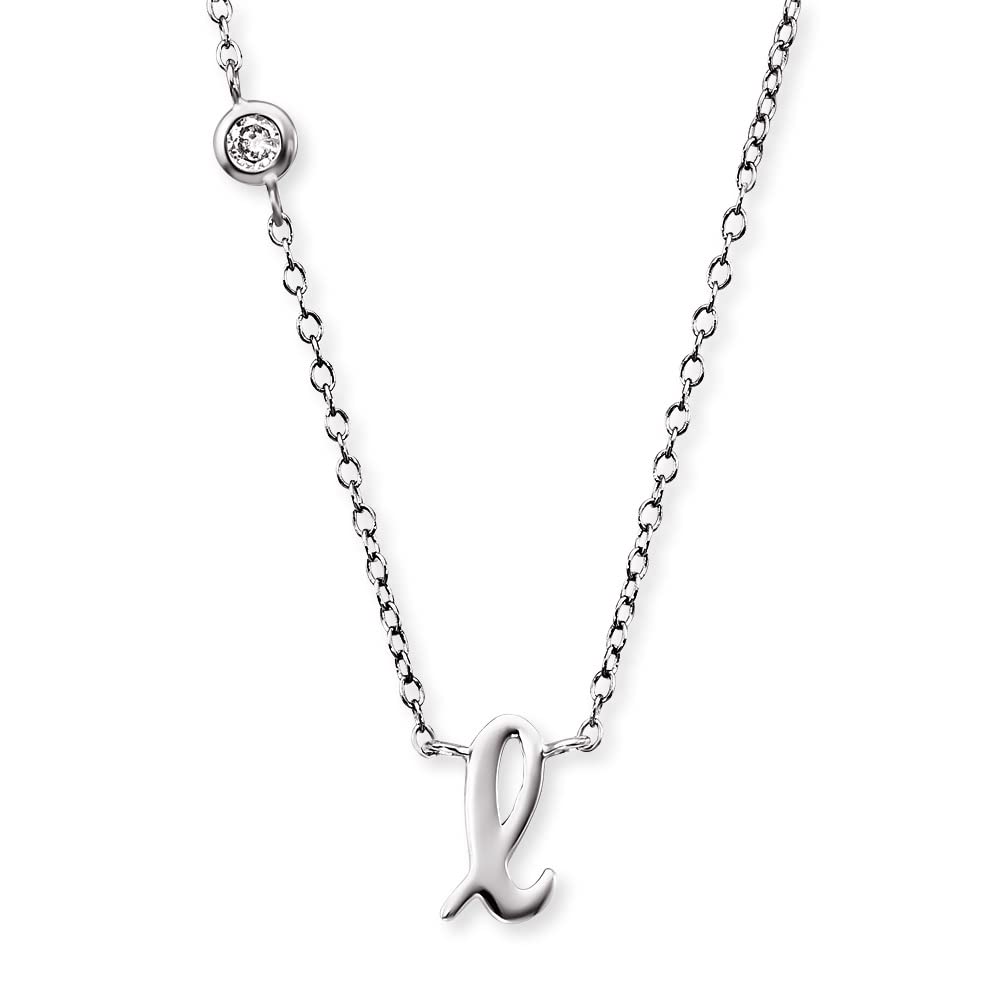 Angel Whisperer ERN-INITIAL-L Pendant with Chain Letter L with Synthetic Zirconia