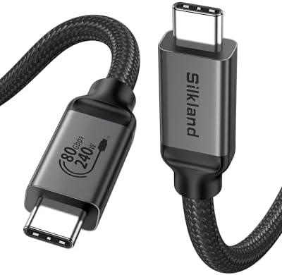 Silkland USB4 V2.0 für Thunderbolt 5 Kabel 1,5M USB-IF-Zertifiziert 80Gbps | bis zu 120Gbps Videobandbreite 16K/Dual 8K, PD3.1 240W, USB-C Datenkabel Kompatibel mit Thunderbolt 4/3