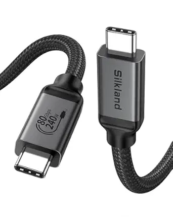 Silkland Certified USB 4 for Thunderbolt 5 Cable 5FT, 80Gbps Data Cable, 240W PD3.1, 120Gbps for 16K/Dual 8K Display, Braided USB C Video Cable Compatible for Thunderbolt 4, MacBook Pro, iPhone 17,SSD