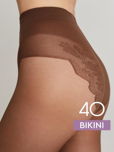 Image of Conte Women's Lace Top Patterned Panties Pantyhose Tights Bikini 40 Den