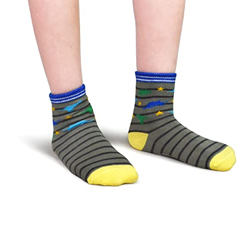 Image of Tphon 12 Pairs Toddler Non Skid Socks with Grips Anti Slip Bottom, Cotton Non Slip Ankle Crew Socks for Boys, Girls, Kids(1-7Years)