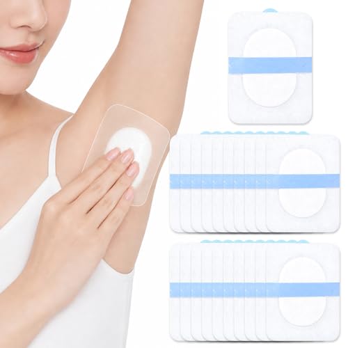 Parches Antitranspirantes Axilas Desechables 20 Piezas, Almohadillas Sudor Invisibles 8x10,5cm con Núcleo Absorbente de Algodón, Protectores Sudoración Hombre Mujer, Sin Marcas en Ropa Verano