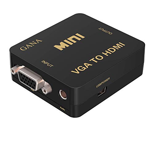 VGA to HDMI 変換アダプタ、 GANA 金メッキVGA→HDMI 出力 ビデオ変換アダプタ USB給電 1080P対応 (給電用USBケーブル付属) (VGA to HDMI変換アダプタ)