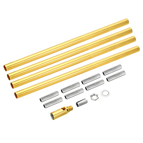 sourcing map - sourcing map Threaded Extension Rod, 9.8" Lamp Pipe with Connector Light Fixture for Pendant Light Island Lighting Chandeliers Stems, Electrophoresis Gold