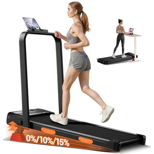 CURSOR Tapis de Marche Inclinable 15% à Triple Amortissement,2,5 CV Walking Pad,Tapis de Course Motorise Inclinable Charge Max.136KG