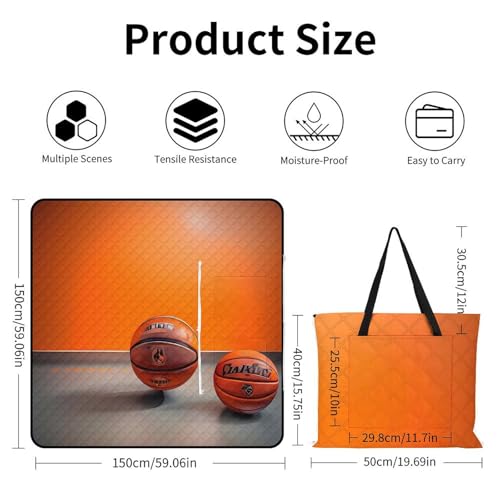 Couverture de pique-nique orange pliable avec fermeture éclair pour camping