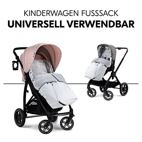 hauck Universal Fußsack für Buggys, Kinderwagen & Fahrradanhänger, Warm mit Fleece Innenfutter, Anti-Rutsch, 2 Wege Reißverschluss, Kapuze, Waschbar & Faltbar (Grau)