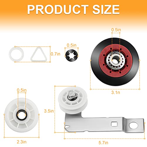 4392067 Dryer Repair Kit & W10837240 Dryer Idler Pulley For Whirlpool Duet Maytag Bravos Kenmore Elite Dryers,With Wpw10314173 Drum Roller&661570V Belt&279640 Idler Pulley #TOP1