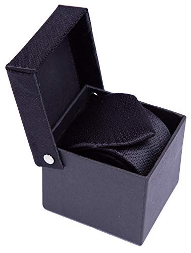 Gravata preta texturizada - Slim com caixa para presente