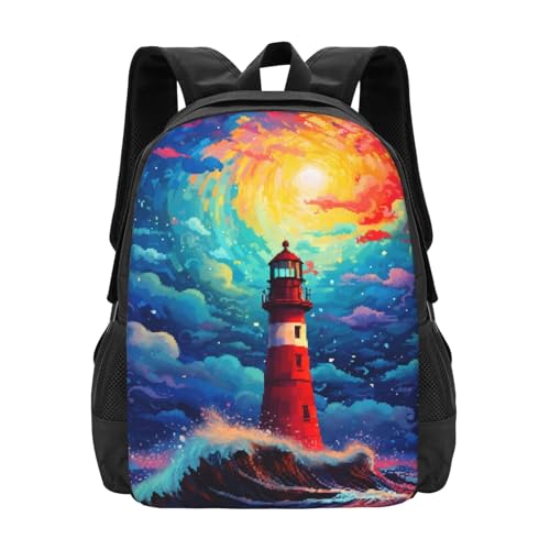 Lighthouse Waves Backpacks for Men Women Daypack Travel Hiking Camping Work2