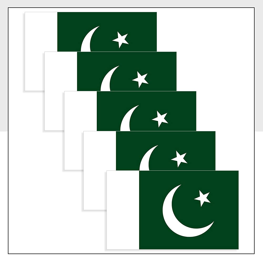 Pakistan Flag Bike Sticker Pack of 5 (60 x 36mm) Waterproof PK Flag Helmet Laptop Fridge Bike Van Car Packwith® #P1011