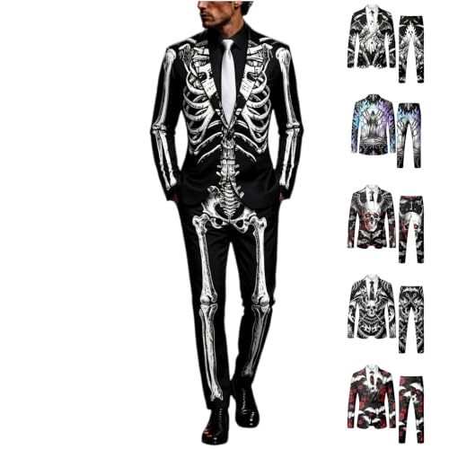 WNMNCHENGHB Skeleton Costume,Mens Skeleton Costume Goth Skull 2 Piece Blazers Suit Halloween Costumes Wedding Party Scary Outfits(Large) - image 1