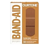 Band-Aid Brand Ourtone Adhesive Bandages, Flexible Protection & Care of Minor Cuts & Scrapes, Quilt-Aid Pad for Painful Wounds, BR45, Assorted Sizes, 30 ct