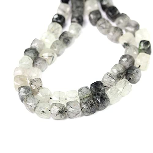 Quartz rutilé noir sans imperfection perles cubes 3D LKBEADS 7mm