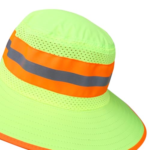 Image of TZ Promise Men High Visibility Reflective Bucket Hat with Neck Flap Wide Brim Boonie Sun Hat Cap