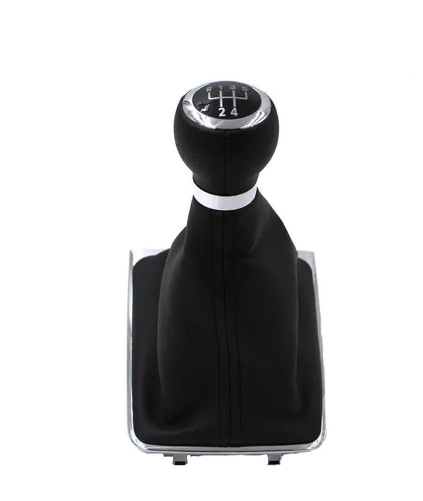 YDXHERTA Black ABS+Leather Car 5/6 Speed Gear Shift Konb Gaiter Shifter Knob for Passat B6 B7 CC 2005-2013 Auto Parts(5 Speed)