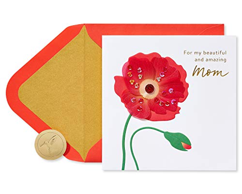 Carte d'anniversaire maman coquelicot rouge Papyrus pour fête de famille