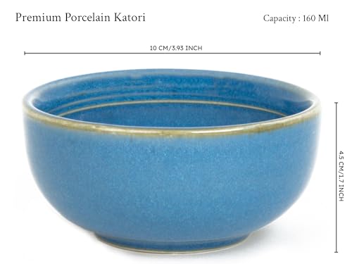 Image of Bodhi House Handcrafted Chip Resistant Porcelain Dinner Set, 18 Pieces Dish Set Serving for 6, Microwave and Dishwasher Safe, Bone-ash Free, Crockery Set for Dining and Gifting, Mid Blue