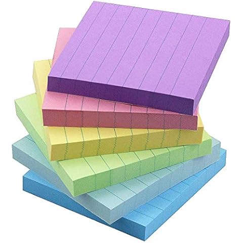 Early Buy 3x3 Lined Sticky Notes with 6 Pastel Color Self-Stick Notes 6 Pads/Pack, 100 Sheets/pad Cover