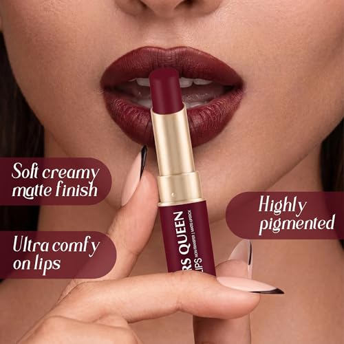 Image of Colors Queen Luscious Lips - Non Transfer Creamy Matte Lipstick | Highly Pigmented with Smooth Application | Long Lasting Lipstick Waterproof | Smudge Proof Lipstick for Women (02 - Dusty Pink - 3.5g)