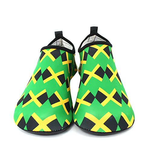 Image of Water Shoes for Women and Men Quick-Dry Swim Beach Shoes for Outdoor Surfing Yoga Exercise Jamaica Flag Caribbean Reggae Rasta