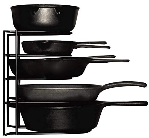 Heavy Duty Pots and Pans Organizer - For Cast Iron Skillets, Pots, Frying