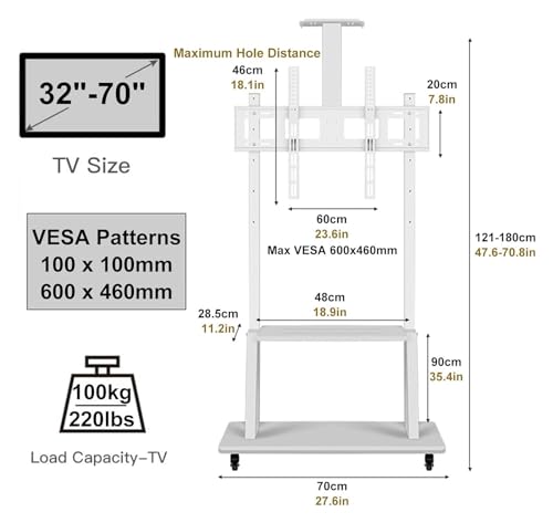Soporte móvil para TV con ruedas para pantallas 32-75" miniatura 2
