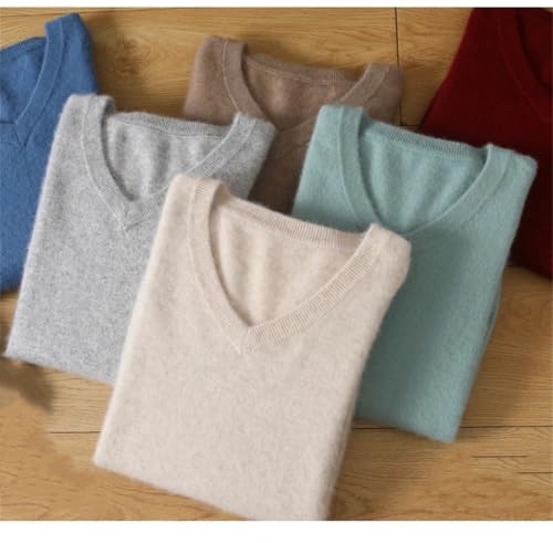 Men's Cashmere Sweater V-Neck Pullover Knitted Sweater Winter Tops Long Sleeve Comfort Jumper3