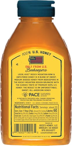 Local Hive Rocky Mountain Raw Unfiltered Honey – 16 oz, 100% Pure US Honey, Sourced from American Bees and Beekeepers - Natural Sweetener, Ideal for Tea, Baking, and Cooking - Thumbnail 2