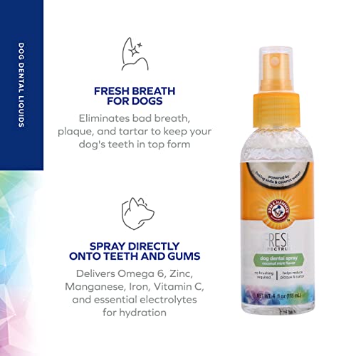 ARM & HAMMER Kokosnuss- und Minze-Zahnpflegespray für Hunde - Reduziert Zahnbelag und Zahnstein, Erfrischt den Atem, Zahnfleisch- und Zahnreinigung. Dentalspray für Hunde und Welpen (118 ml)